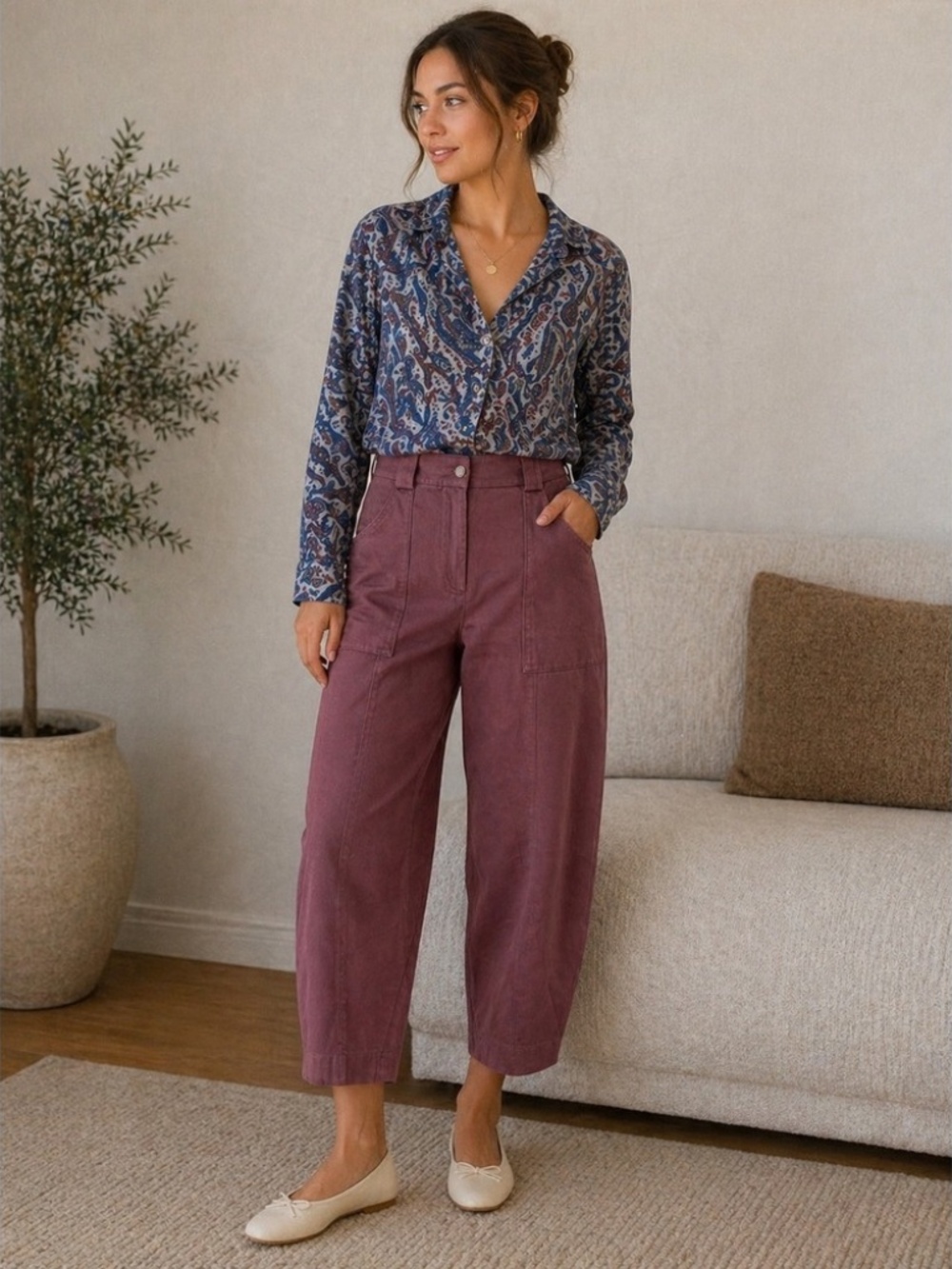 Express Mauve Pink High Waisted Utility Tapered Barrel LegTrouser Pants 12